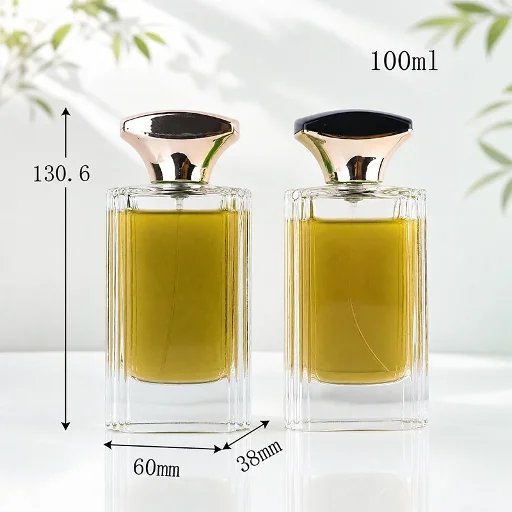 100 ml 长方瓶身配喇叭形盖香水瓶