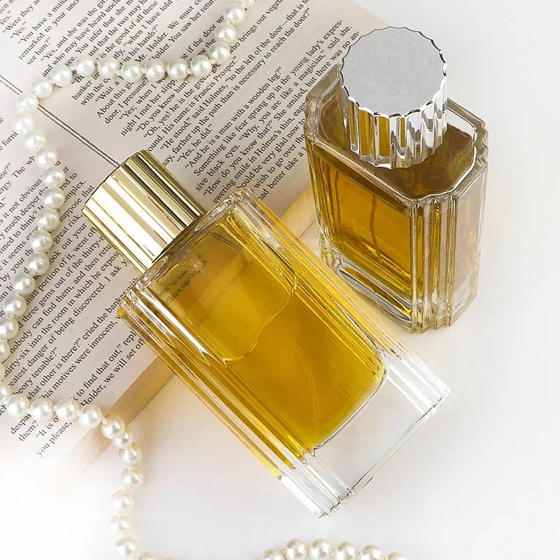 100 ml Ribbed rectangular perfume bottle with grooved cap