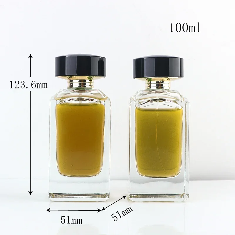 100 ml Rectangular perfume bottle with low black cap