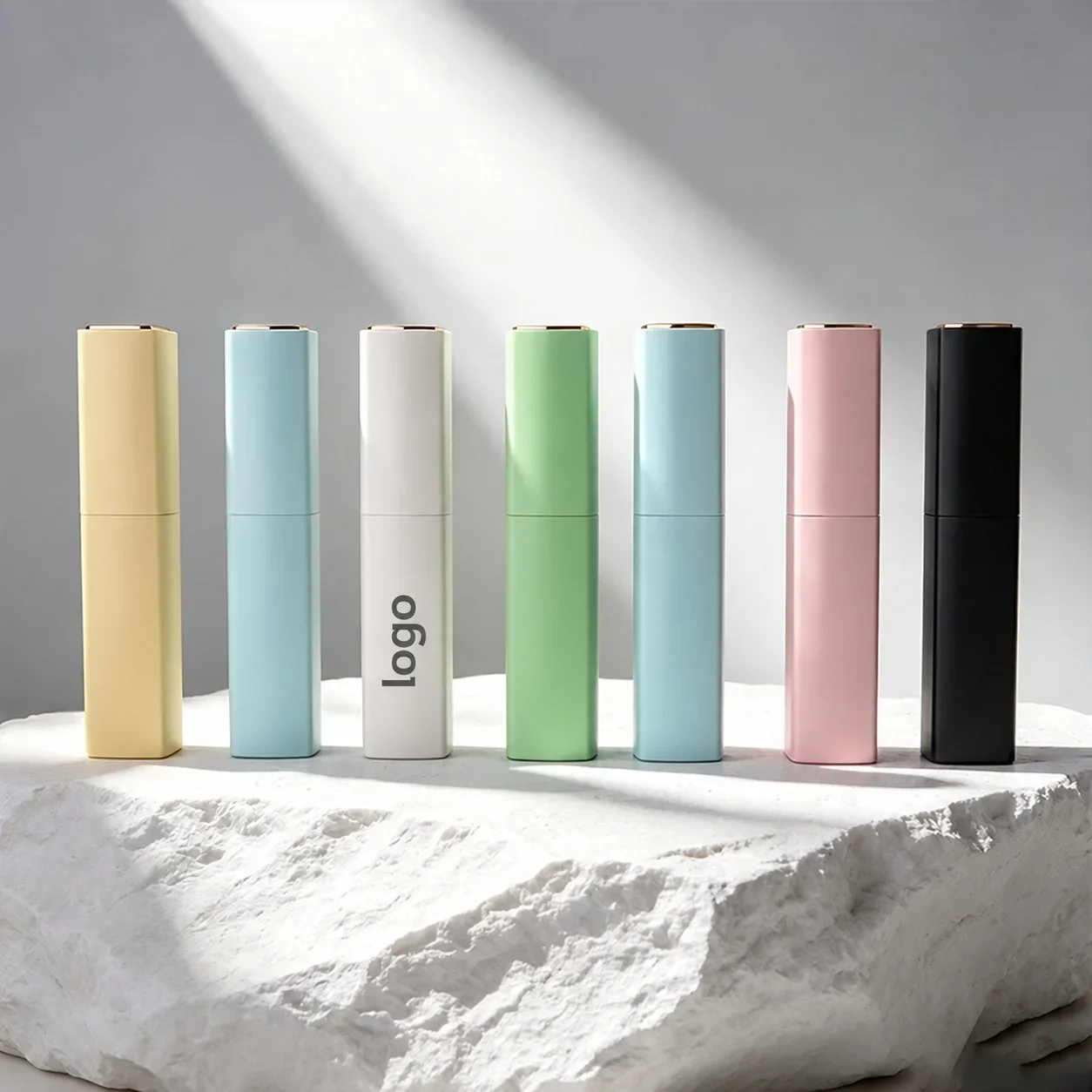 10 ml Rectangular pocket spray bottle with pastel outer case