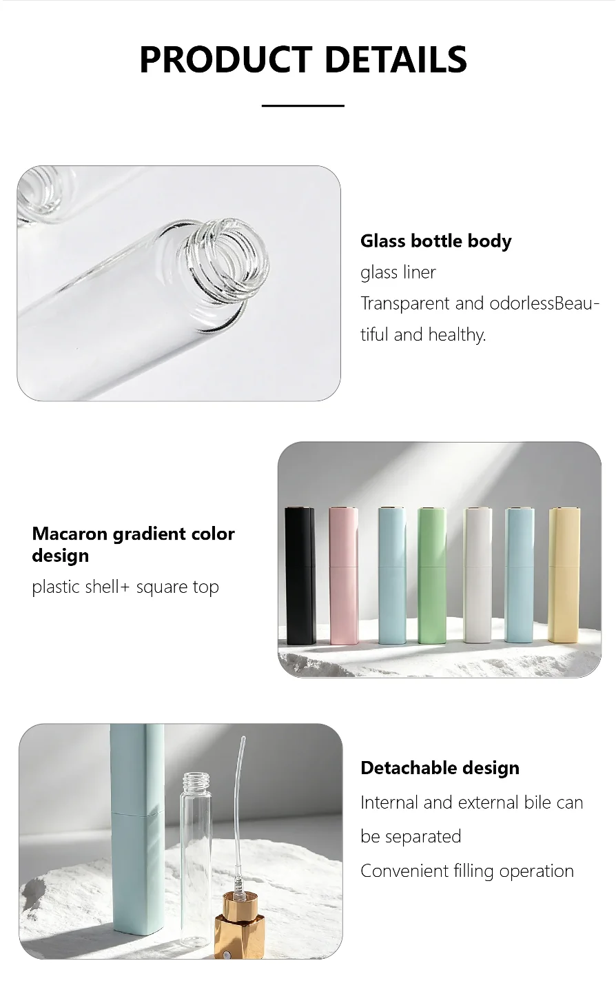 10 ml Rectangular pocket spray bottle with pastel outer case