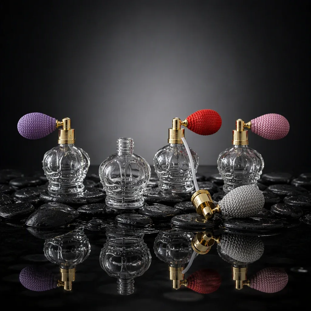 10 ml Crown-shaped perfume atomizer with squeeze bulb