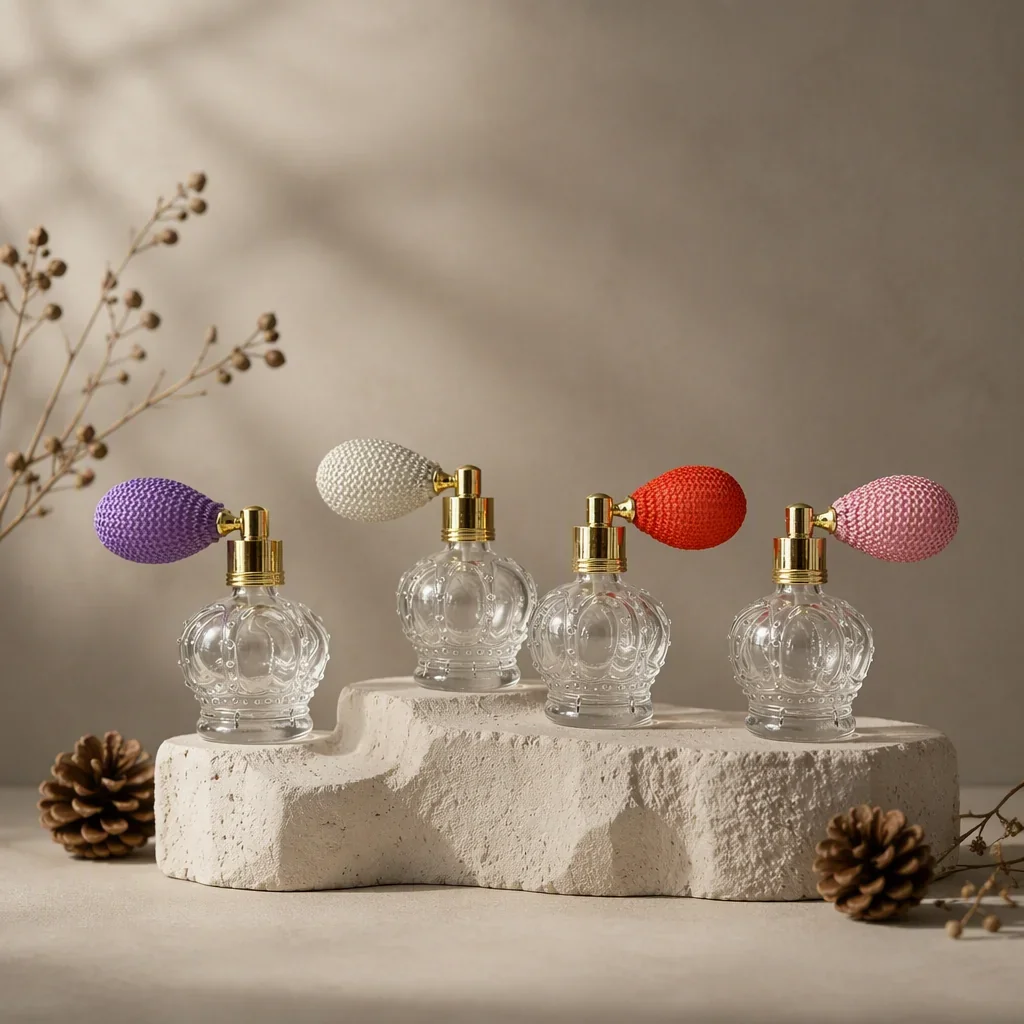 10 ml Crown-shaped perfume atomizer with squeeze bulb