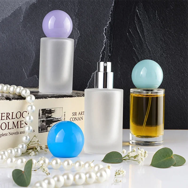 15 ml Clear or frosted cylindrical perfume bottle with ball cap