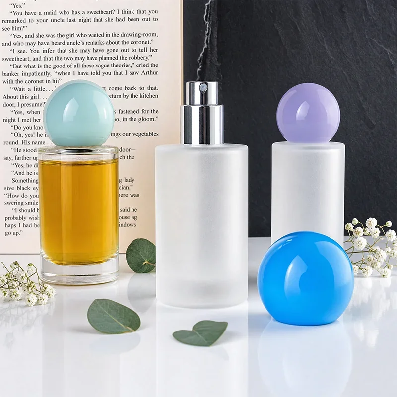 15 ml Clear or frosted cylindrical perfume bottle with ball cap