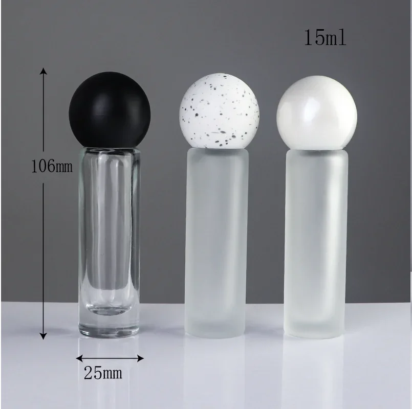 15 / 20 ml Clear or frosted cylindrical perfume bottle with ball cap