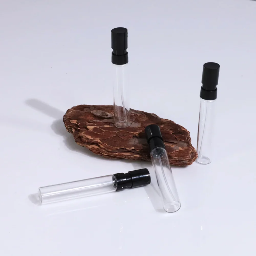 1 / 1.5 / 2 / 2.5 ml Clear sample spray vial with black pump