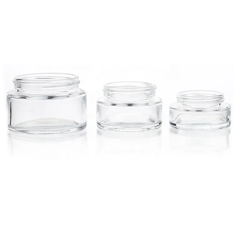 30 / 50 / 100 ml Clear cosmetic jar with wood-look lid