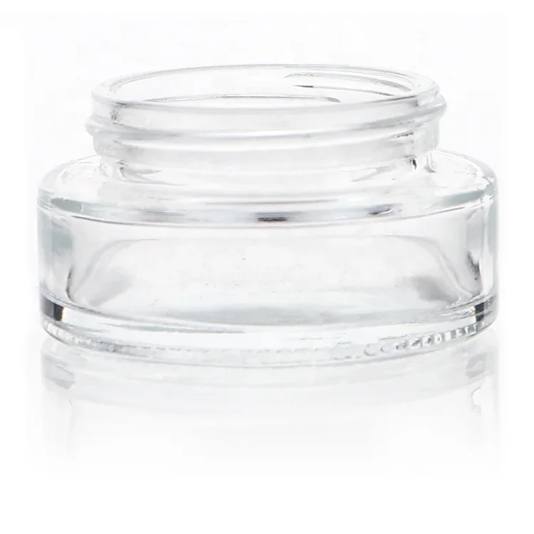 30 / 50 / 100 ml Clear cosmetic jar with wood-look lid