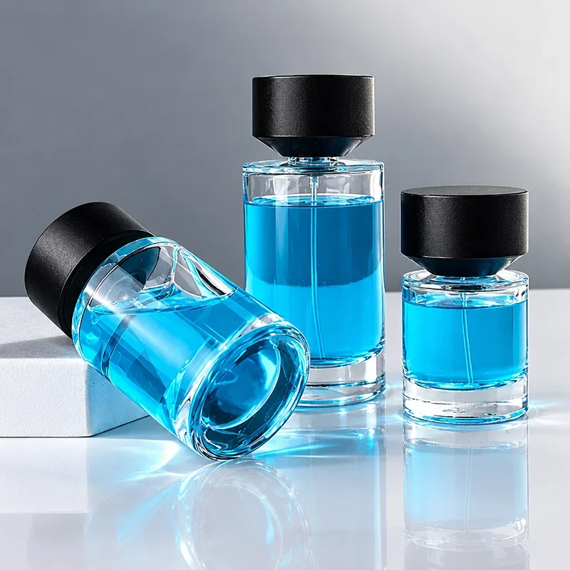 30 / 50 / 100 ml Cylindrical perfume bottle with black cap
