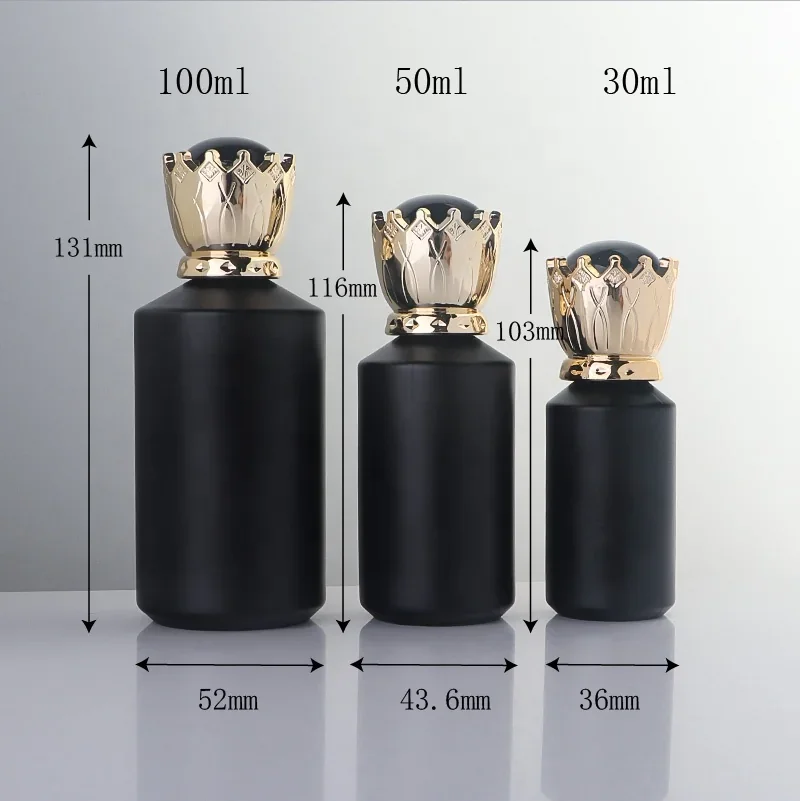 30 / 50 / 100 ml Cylindrical perfume bottle with crown-style cap