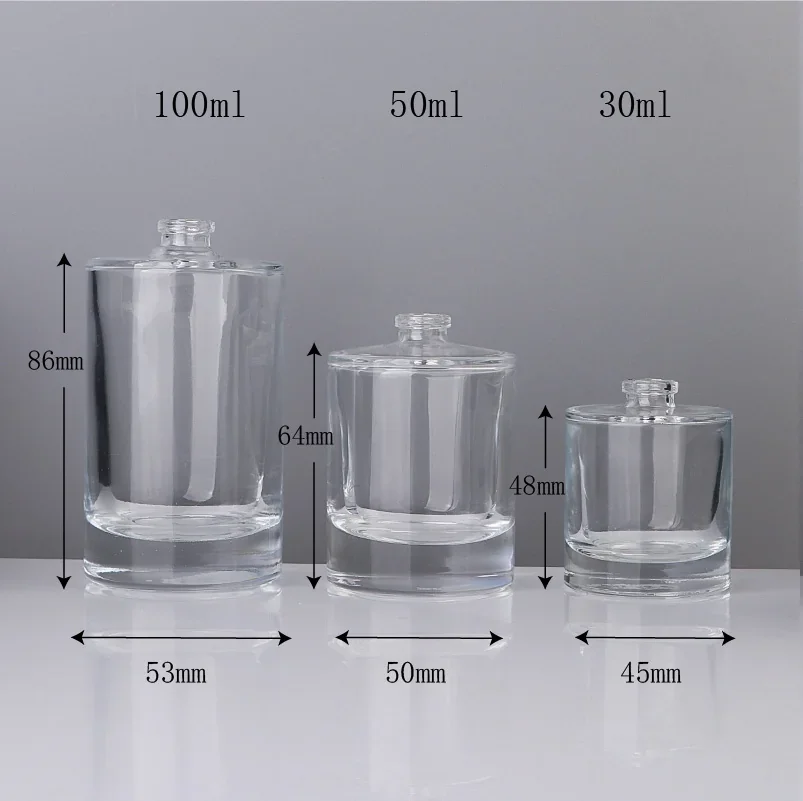 30 / 50 / 100 ml Cylindrical perfume bottle body with thick base