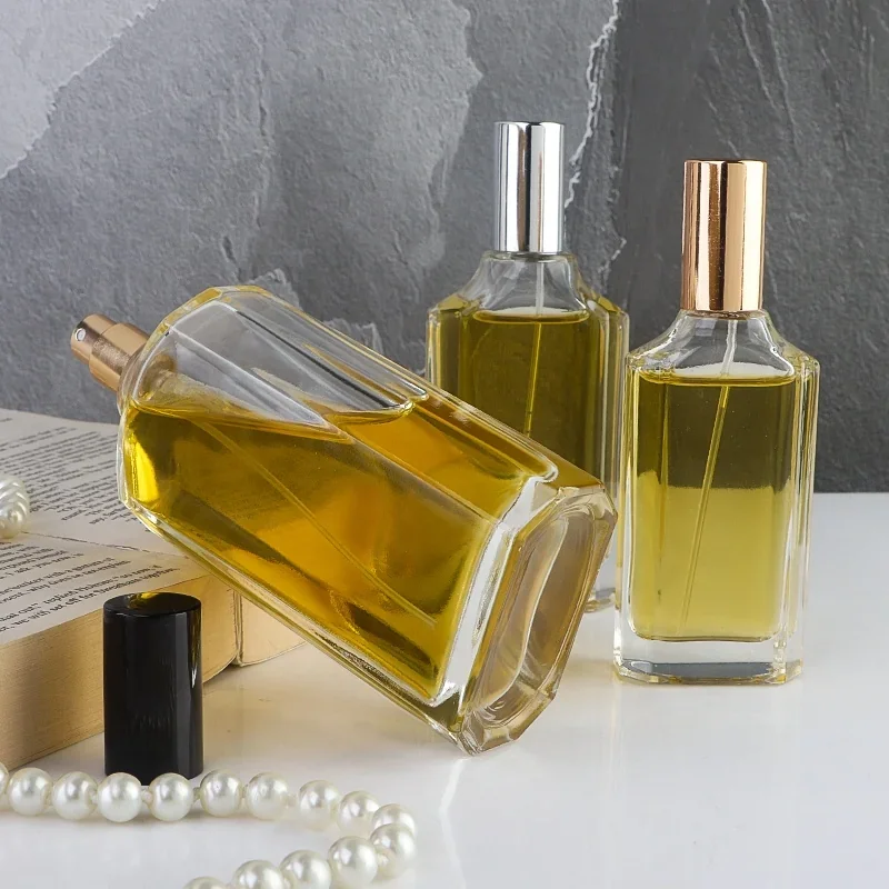 30 / 50 / 100 ml Rectangular perfume bottle with tall cylindrical cap