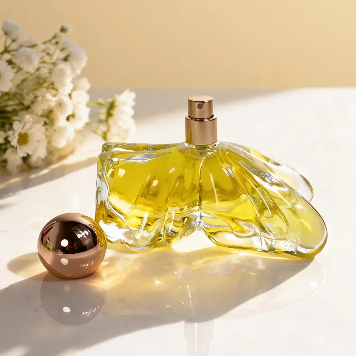 30 / 80 ml Petal-shaped perfume bottle with ball cap