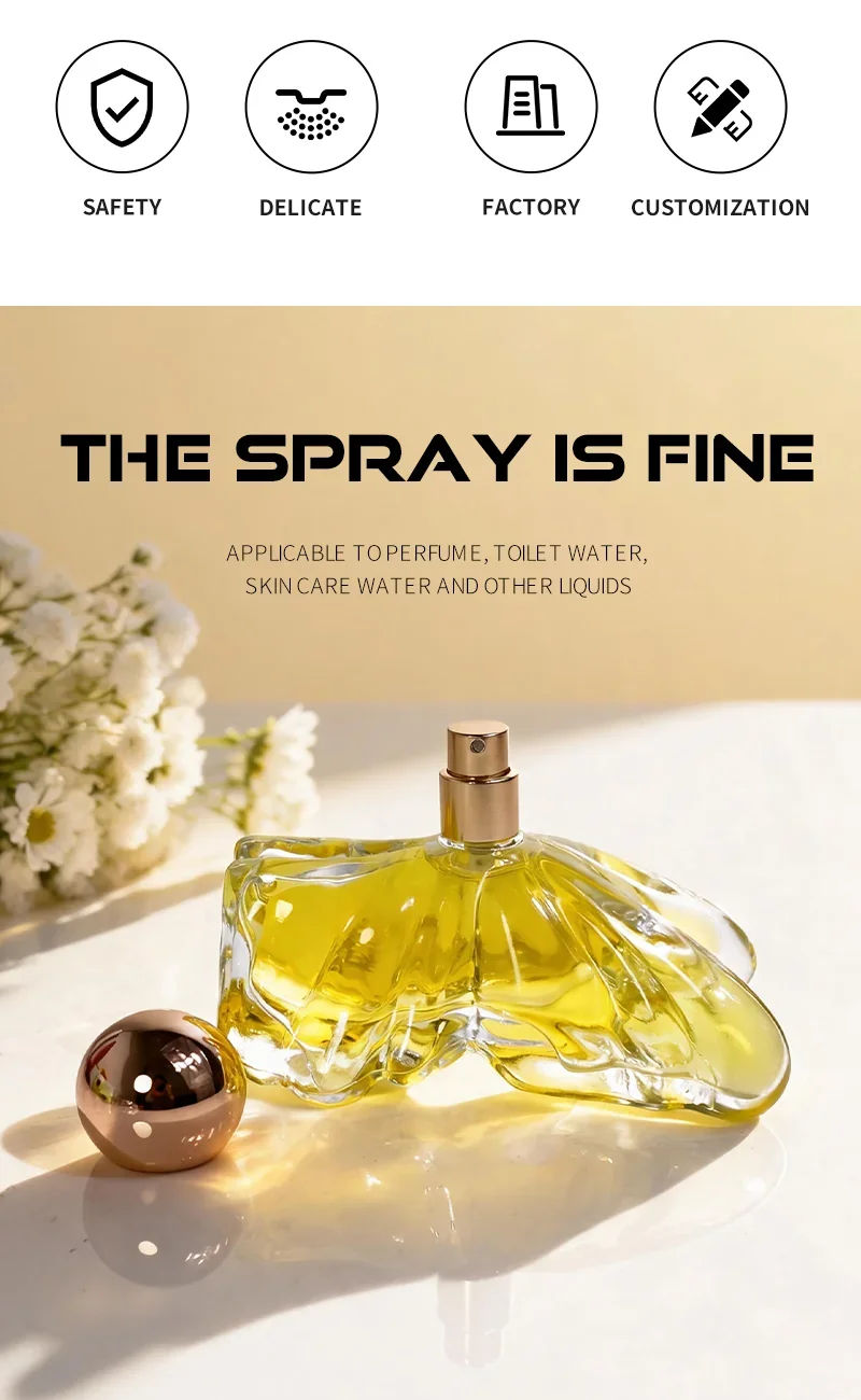 30 / 80 ml Petal-shaped perfume bottle with ball cap