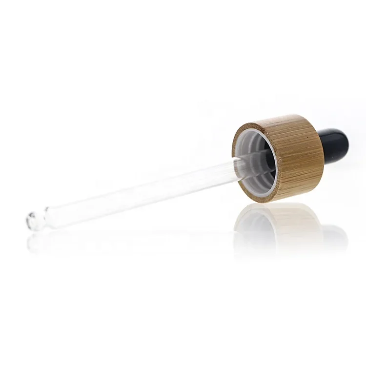 5 / 10 / 15 / 20 / 30 / 50 / 100 ml Dark dropper bottle with wood-look collar