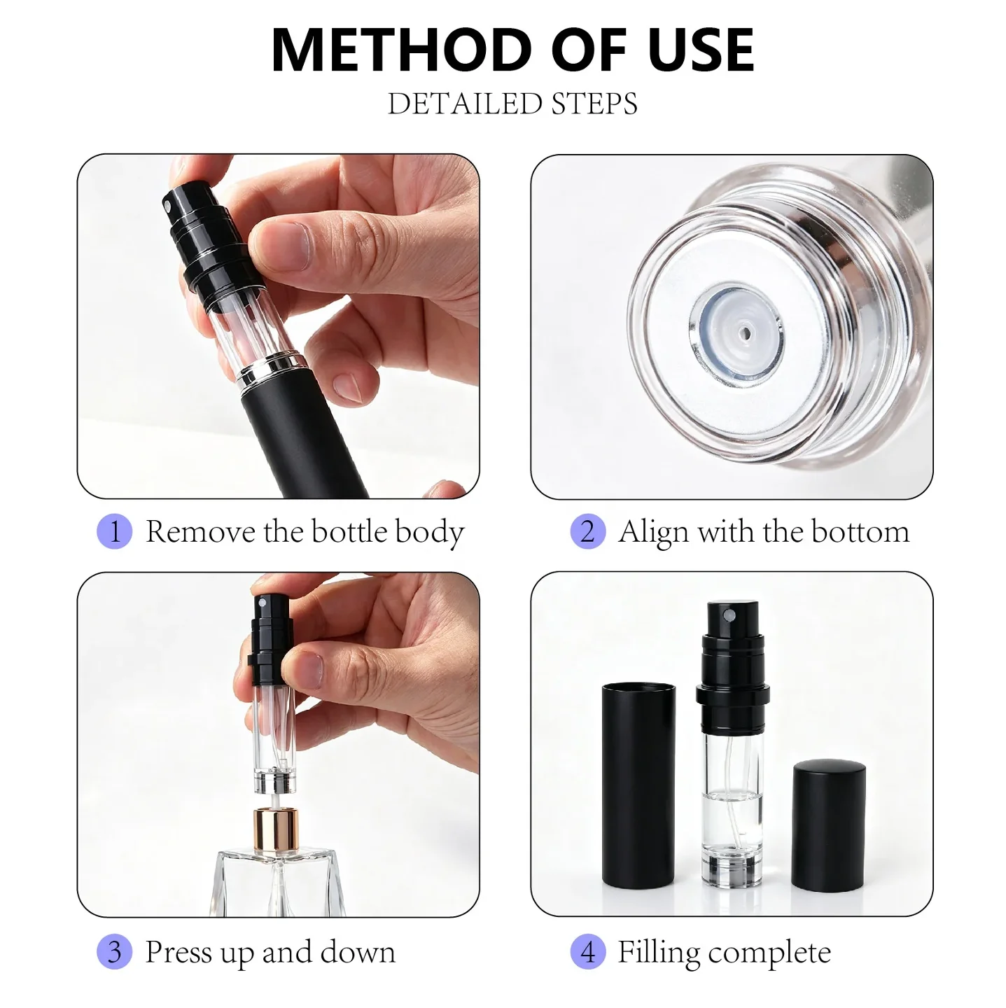 5 ml Pocket spray bottle with removable pump assembly