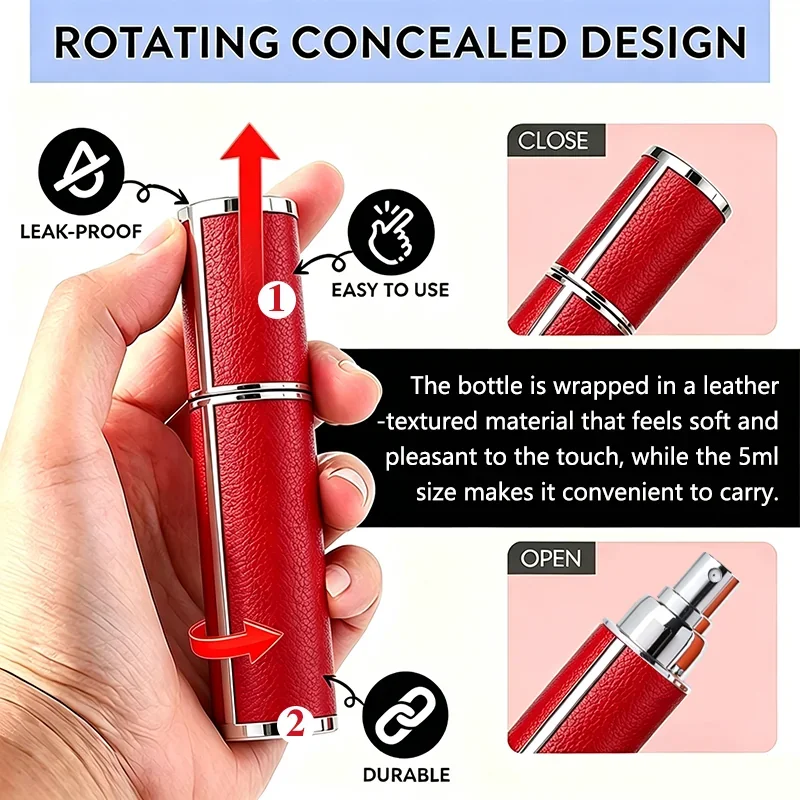 5 ml Pocket spray bottle with textured colored case