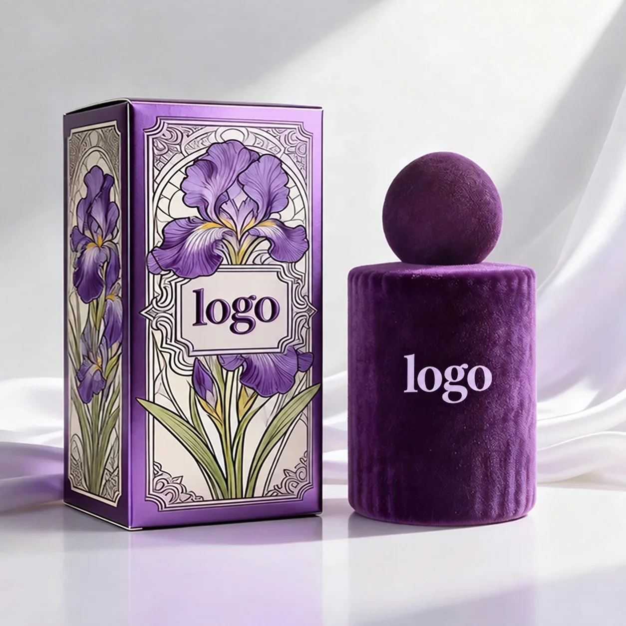 50 / 80 ml Purple textured perfume bottle with ball cap