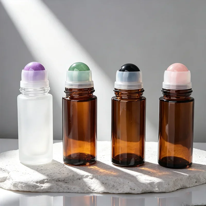 50 ml Amber-look rollerball bottle with colored ball