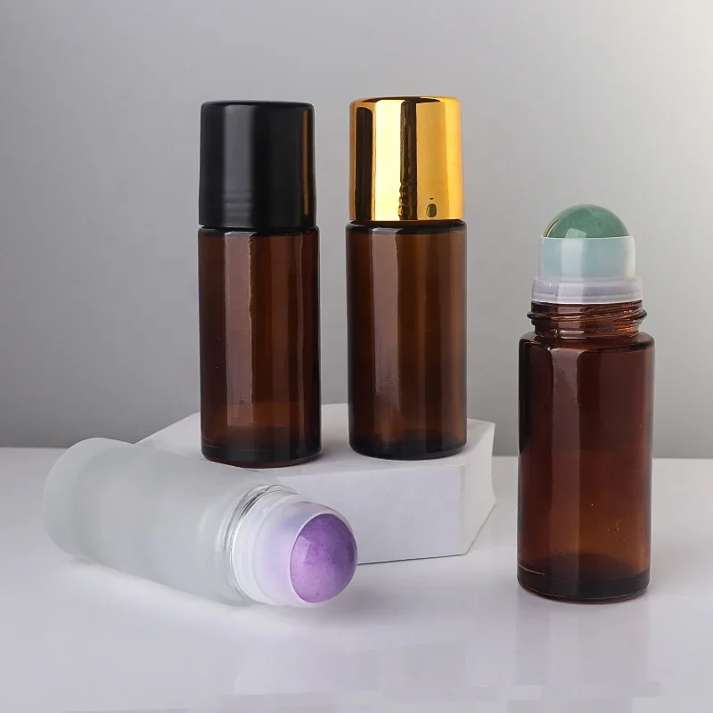 50 ml Amber-look rollerball bottle with cylindrical cap