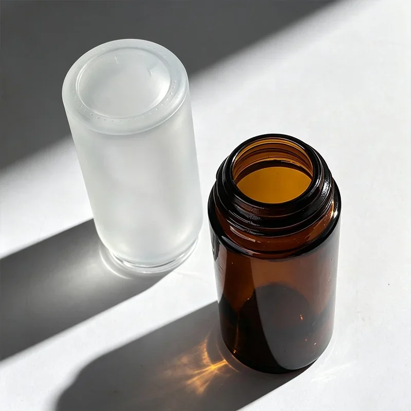 50 ml Amber-look rollerball bottle with cylindrical cap