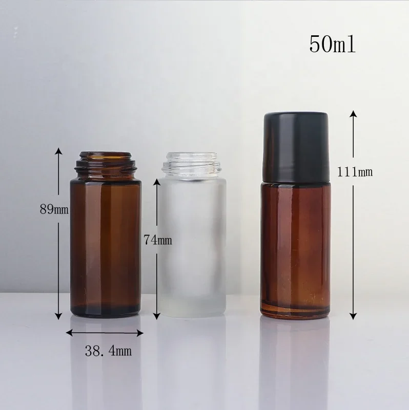 50 ml Amber-look rollerball bottle with cylindrical cap