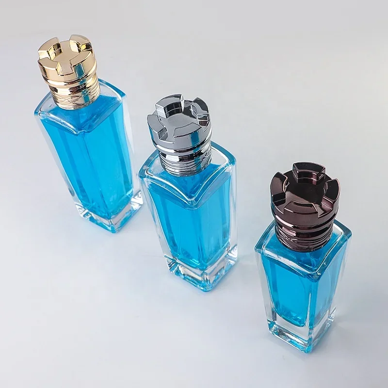 50 / 70 / 75 / 100 ml Tall rectangular perfume bottle with stacked-ring cap