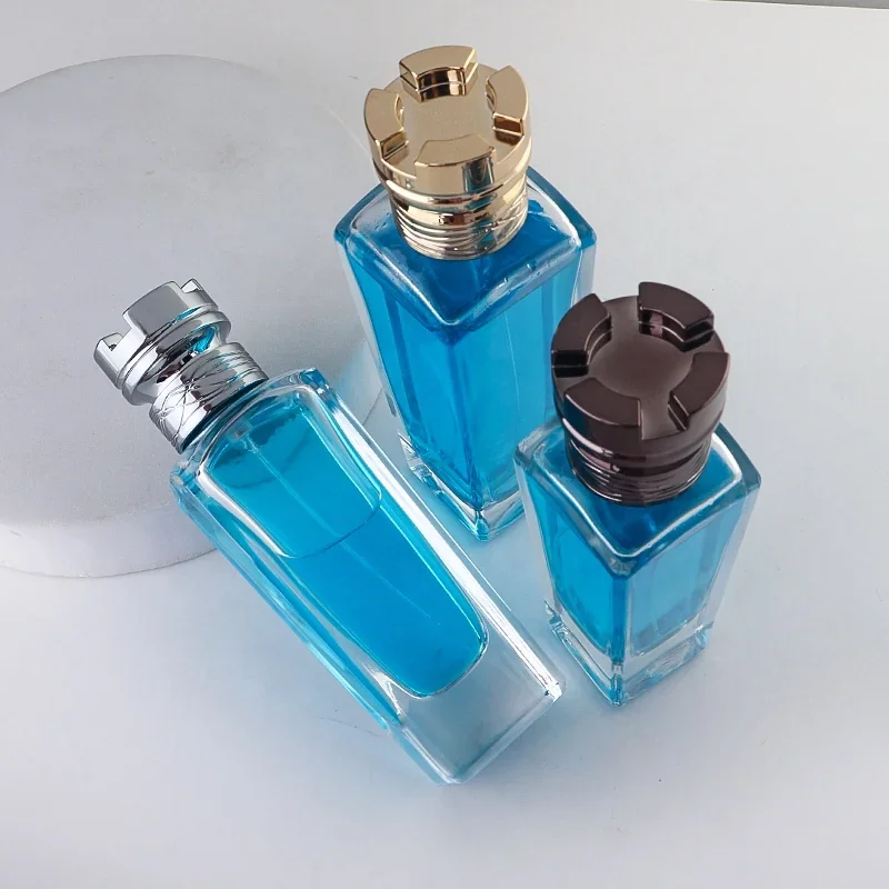 50 / 70 / 75 / 100 ml Tall rectangular perfume bottle with stacked-ring cap