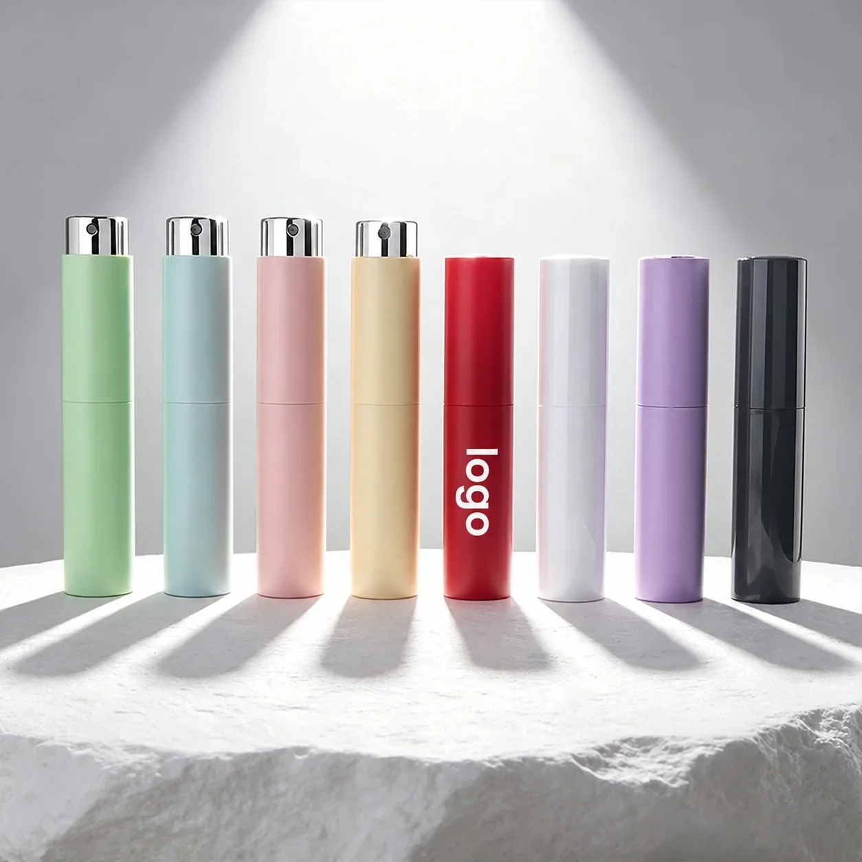 5 / 10 ml Cylindrical pocket spray bottle with colored case