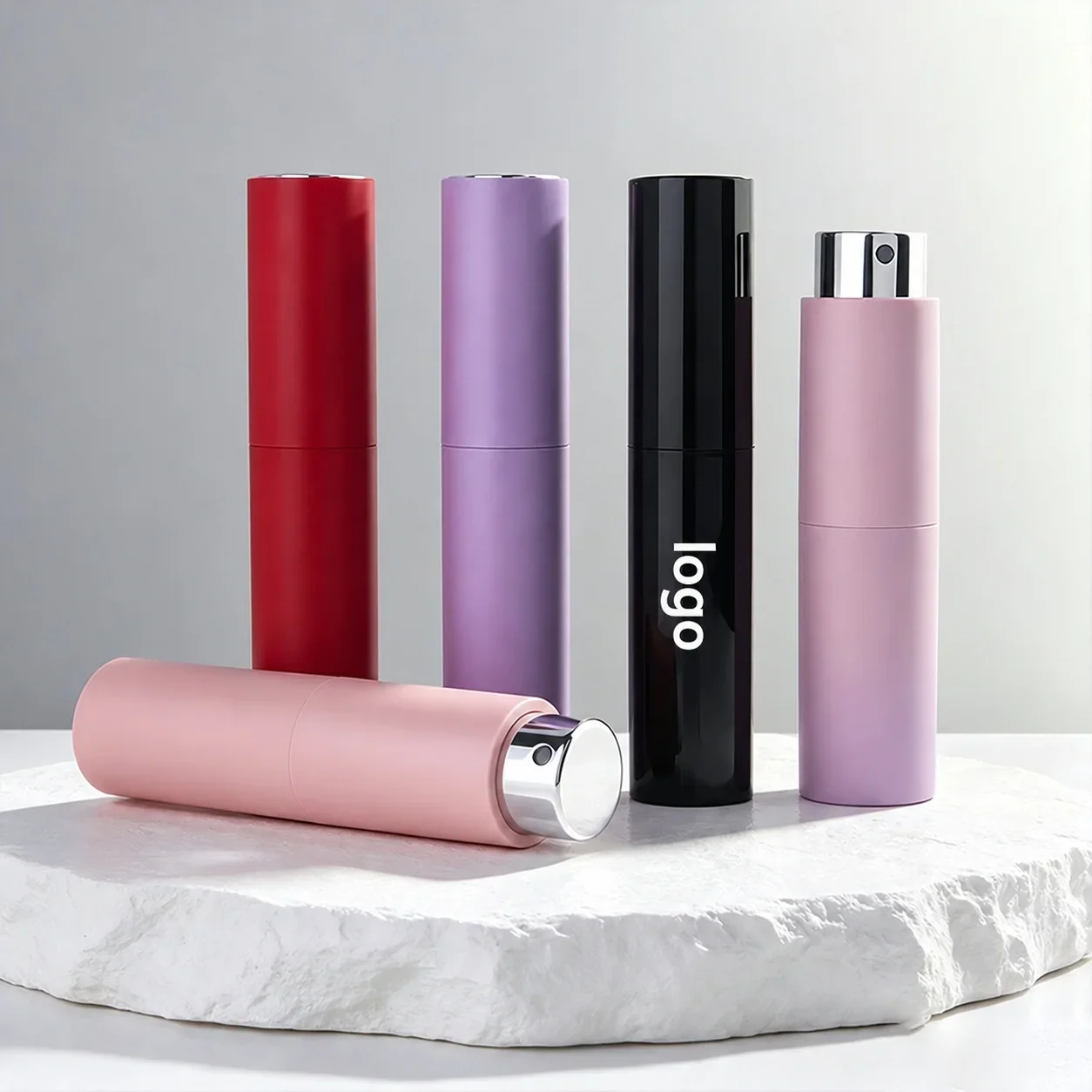 5 / 10 ml Cylindrical pocket spray bottle with colored case