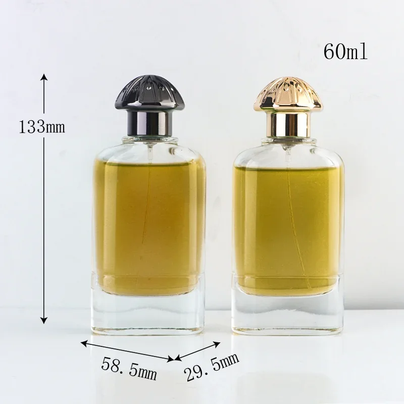 60 ml Oval perfume bottle with shell-pattern cap