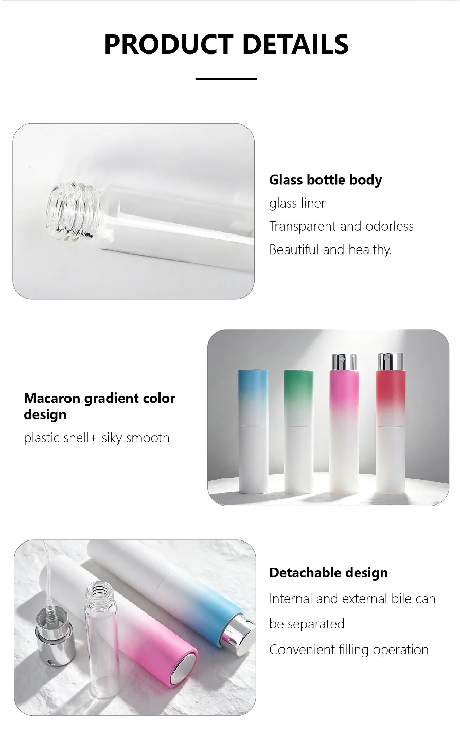 8 ml Pocket spray bottle with gradient-color case