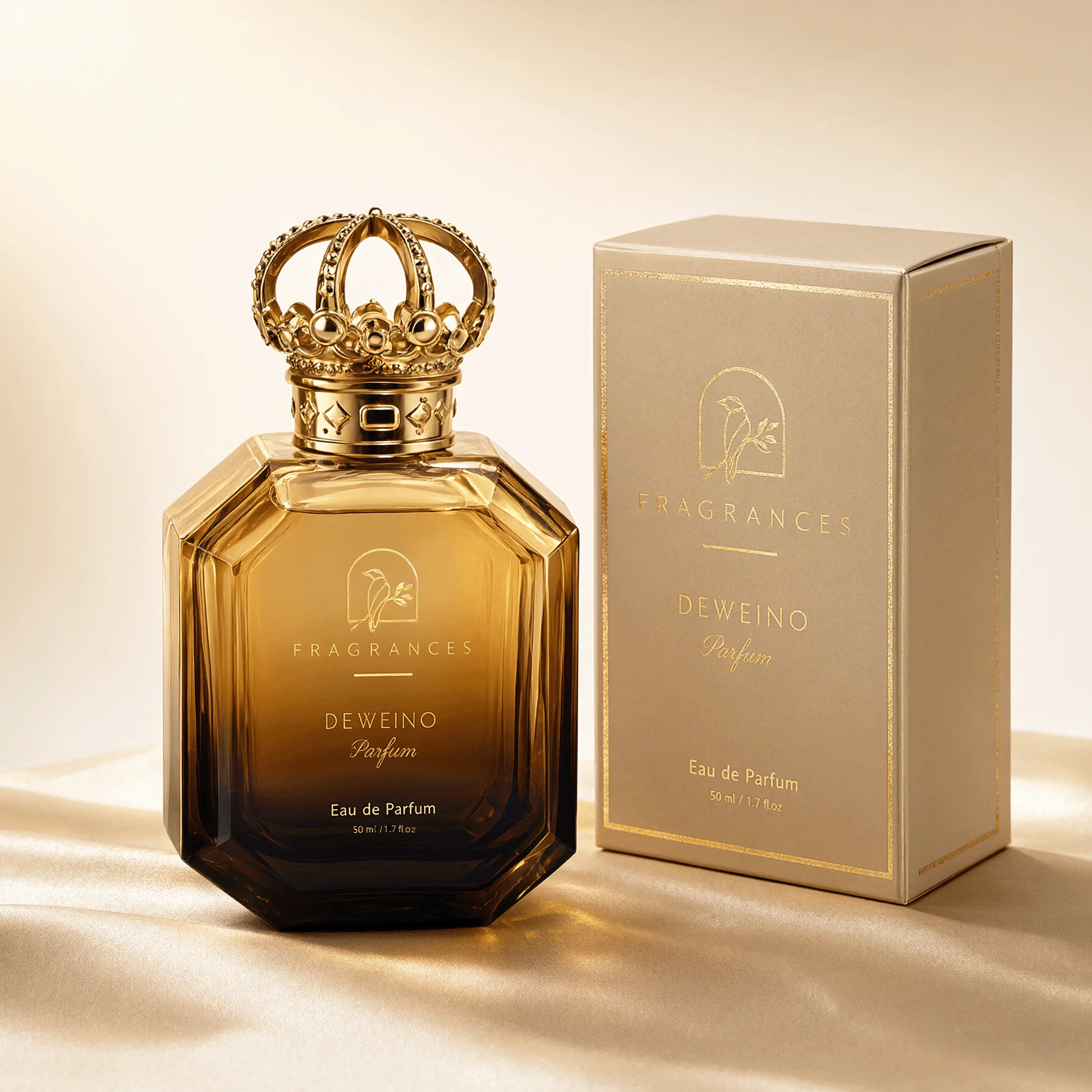 30 / 50 / 100 ml Flacon de parfum plat en verre brun-noir dégradé avec bouchon ornemental