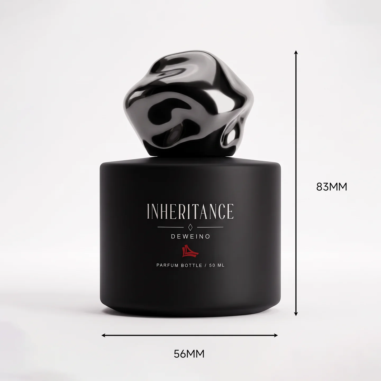 30 / 50 / 100 ml Black round glass perfume bottle with distinctive sculptural cap