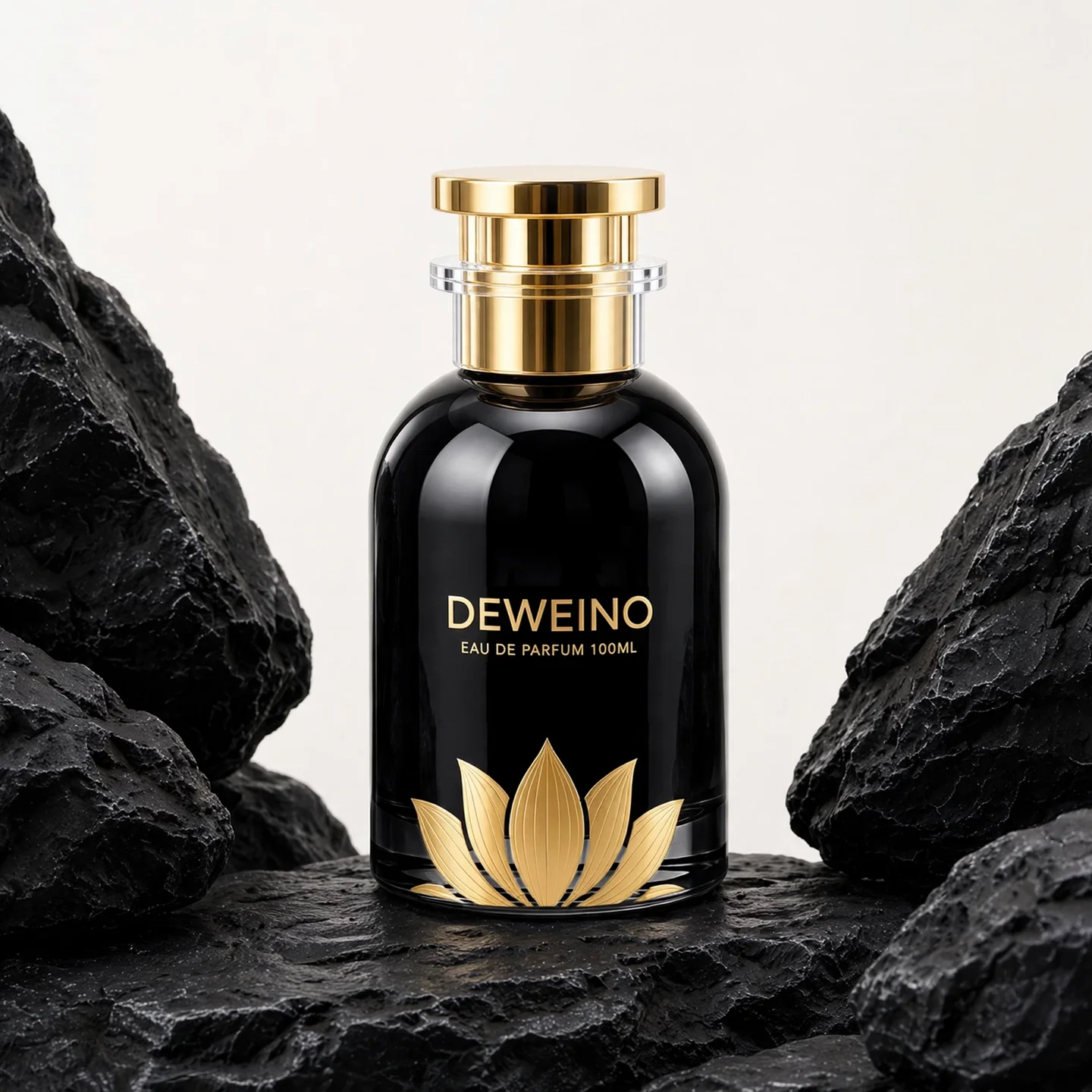 30 / 50 / 100 ml Flacon de parfum rond en verre noir avec bouchon doré