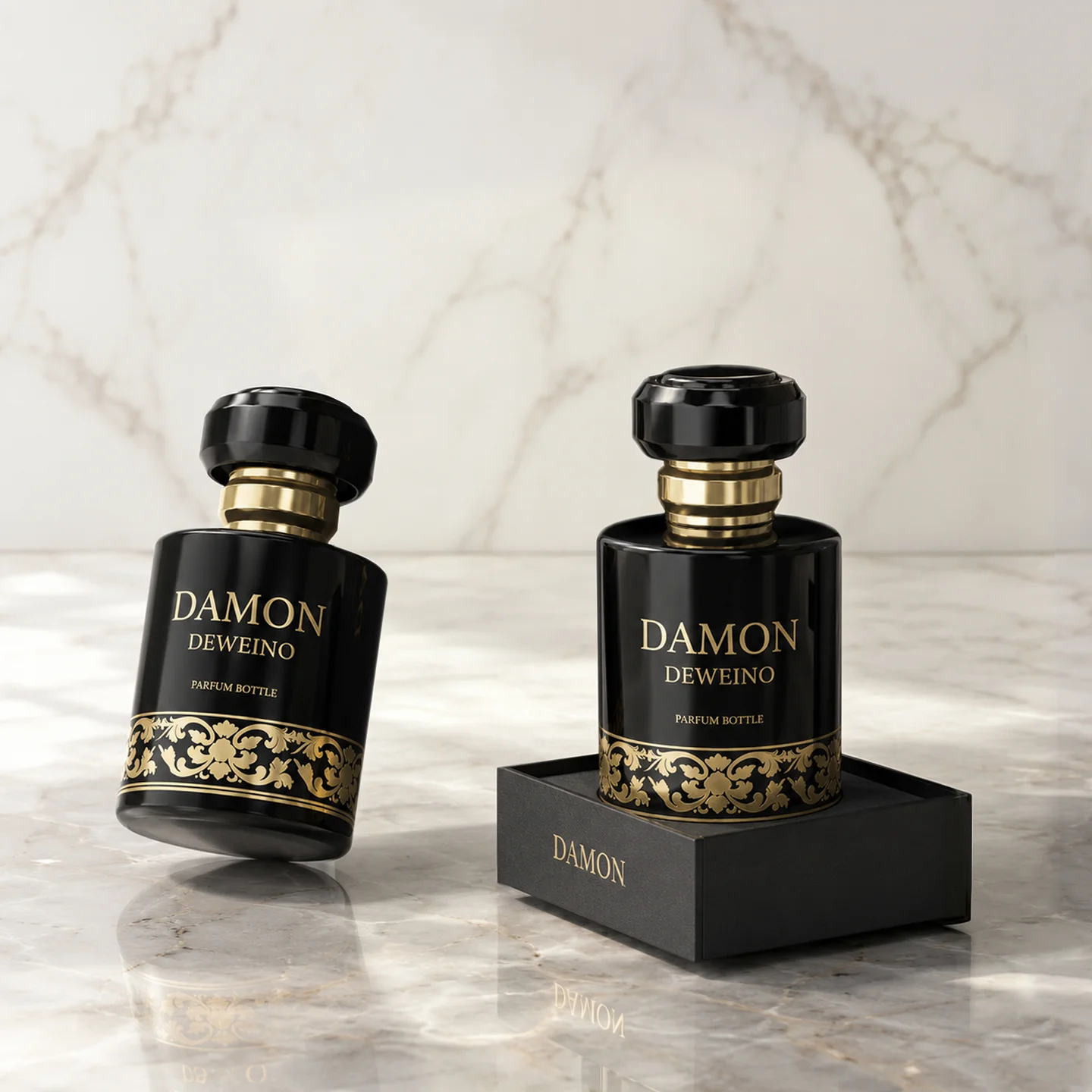30 / 50 / 100 ml Black round glass perfume spray bottle with cylindrical cap