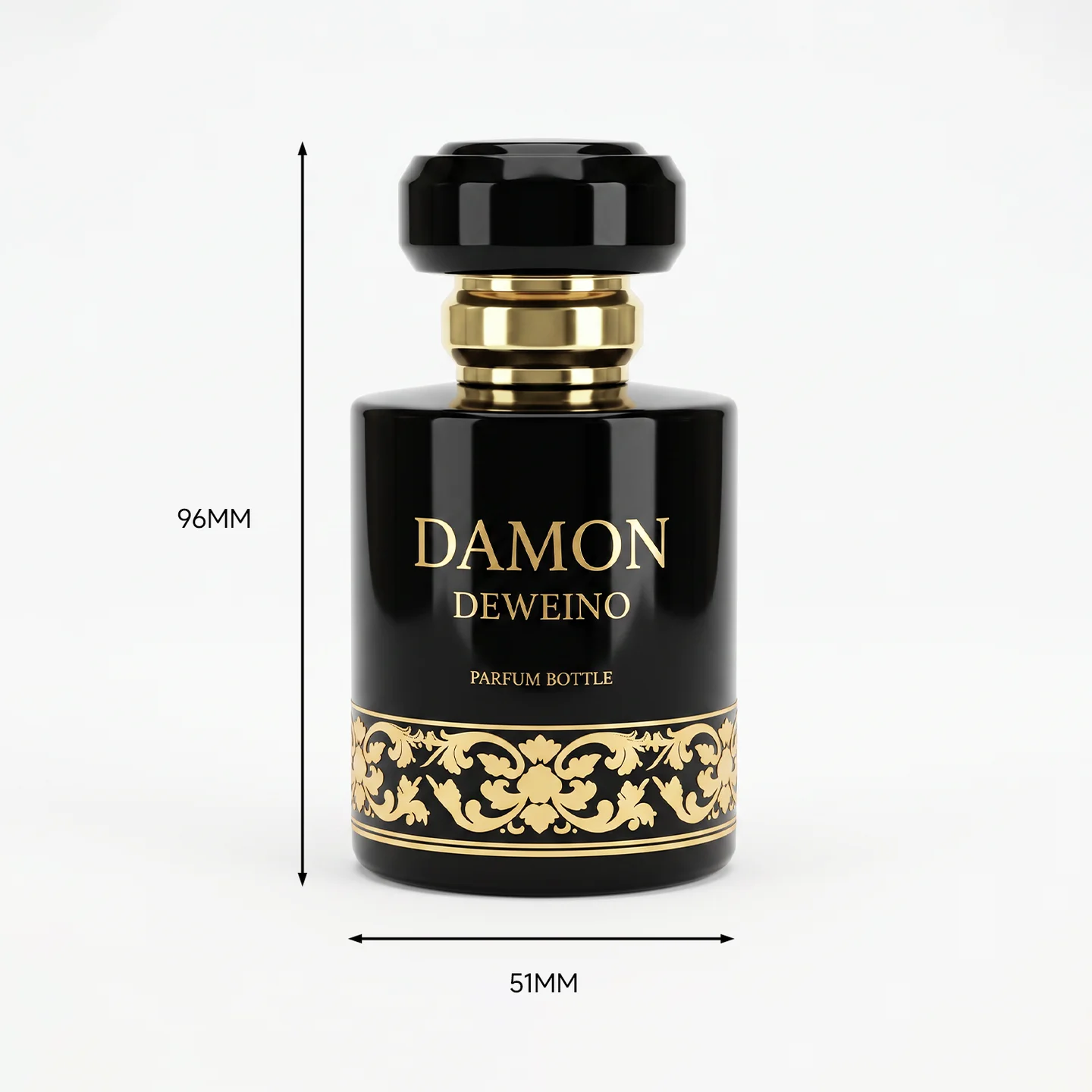30 / 50 / 100 ml Black round glass perfume spray bottle with cylindrical cap