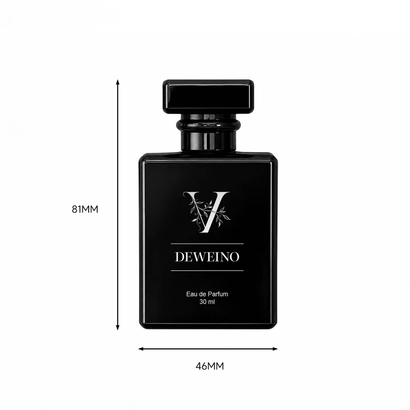 30 / 50 / 100 ml Black square glass perfume spray bottle with geometric cap