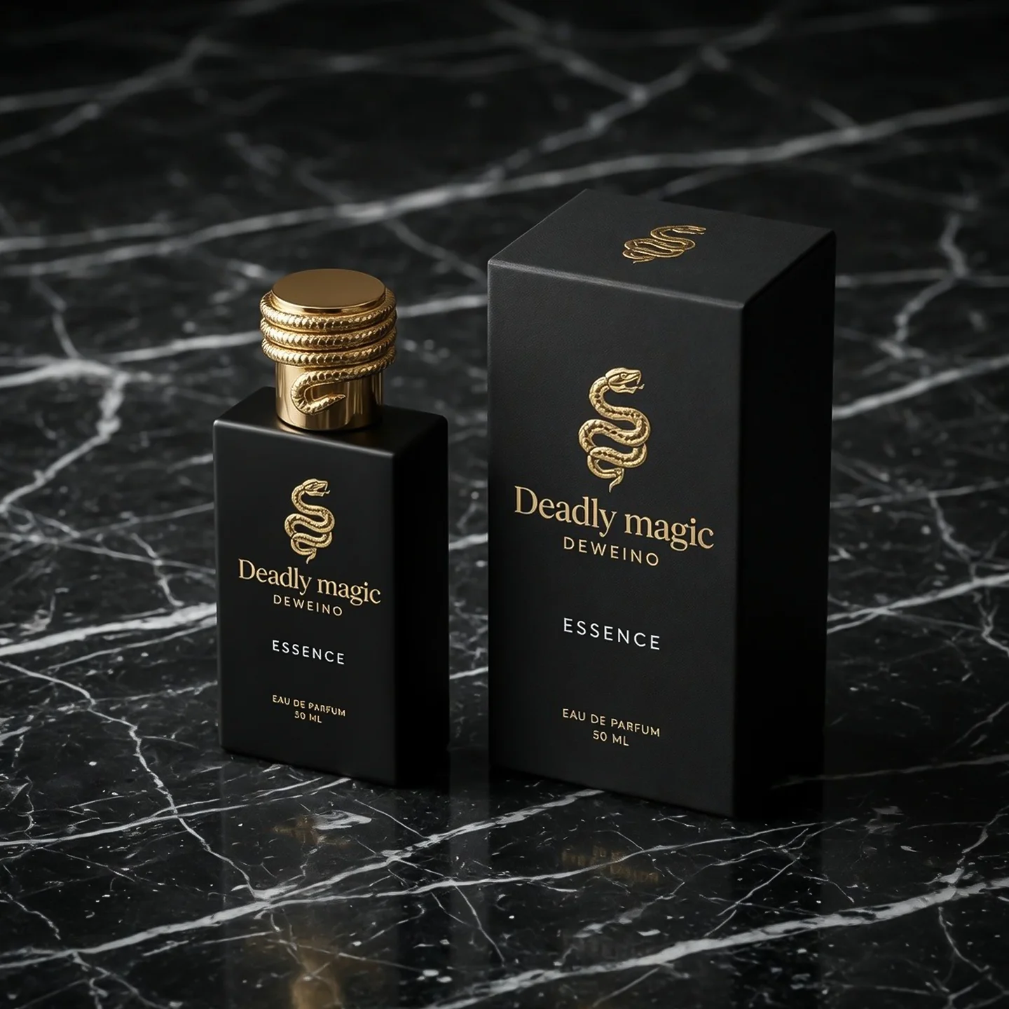 30 / 50 / 100 ml Square glass perfume spray bottle with ribbed gold-tone cap