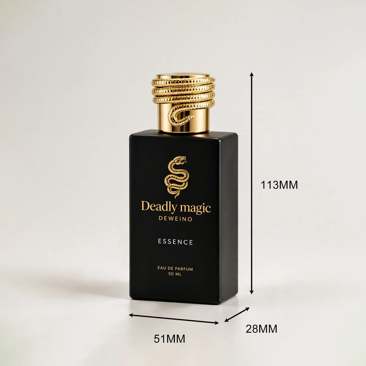 30 / 50 / 100 ml Matte black glass perfume bottle with distinctive gold-tone cap