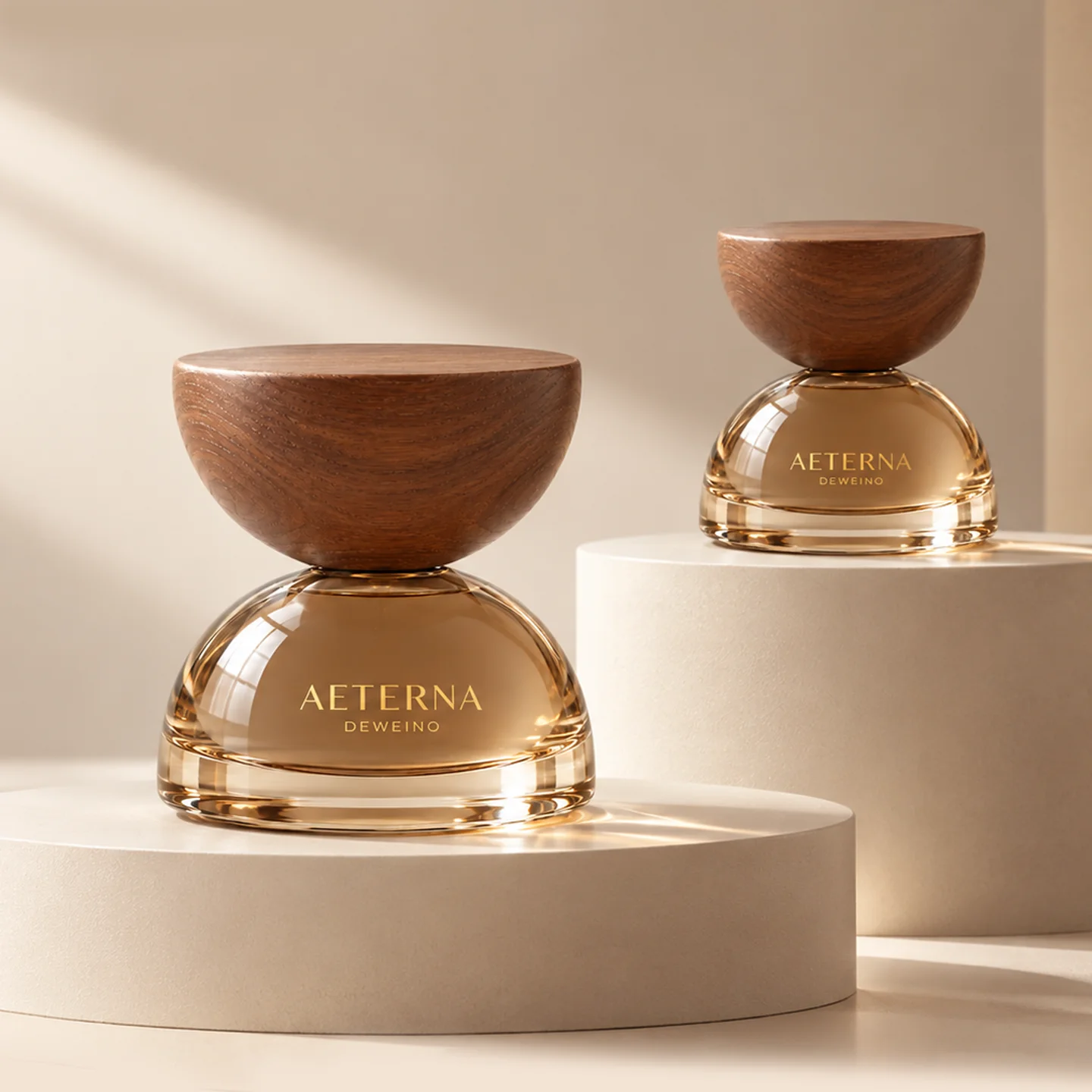 30 / 50 ml Brown round glass perfume bottle with bowl-shaped cap