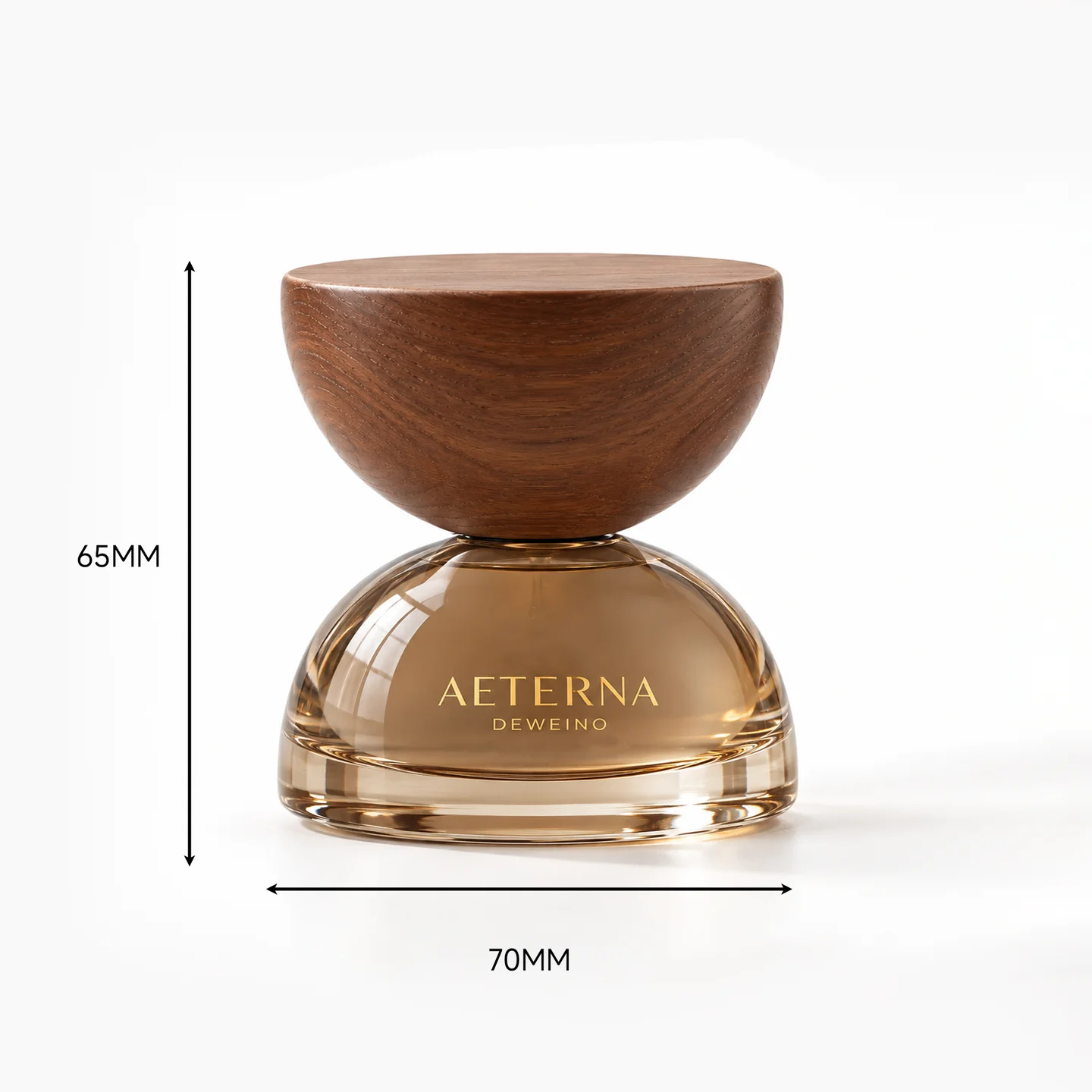 30 / 50 ml Brown round glass perfume bottle with bowl-shaped cap