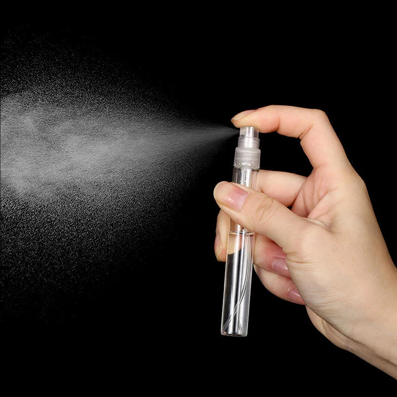 3 / 5 / 10 ml Clear glass sample perfume spray bottle with black cap