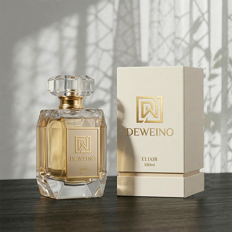 100 ml Flacon de parfum polygonal en verre transparent avec option étiquette métallique