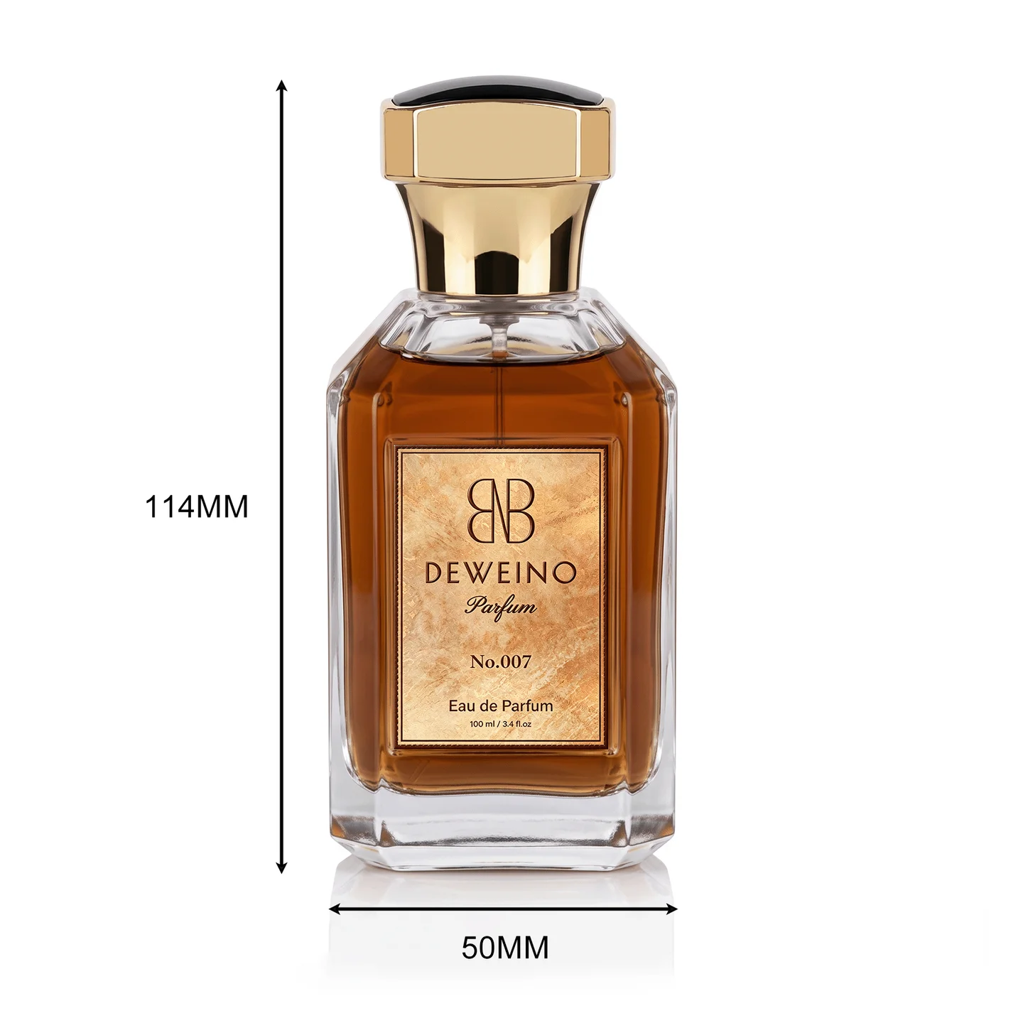 50 ml Clear square glass perfume bottle with faceted cap