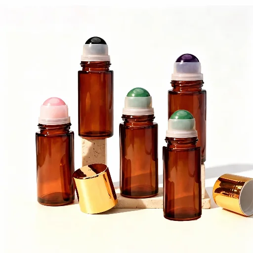 50 ml 琥珀色瓶身配彩色滚珠瓶