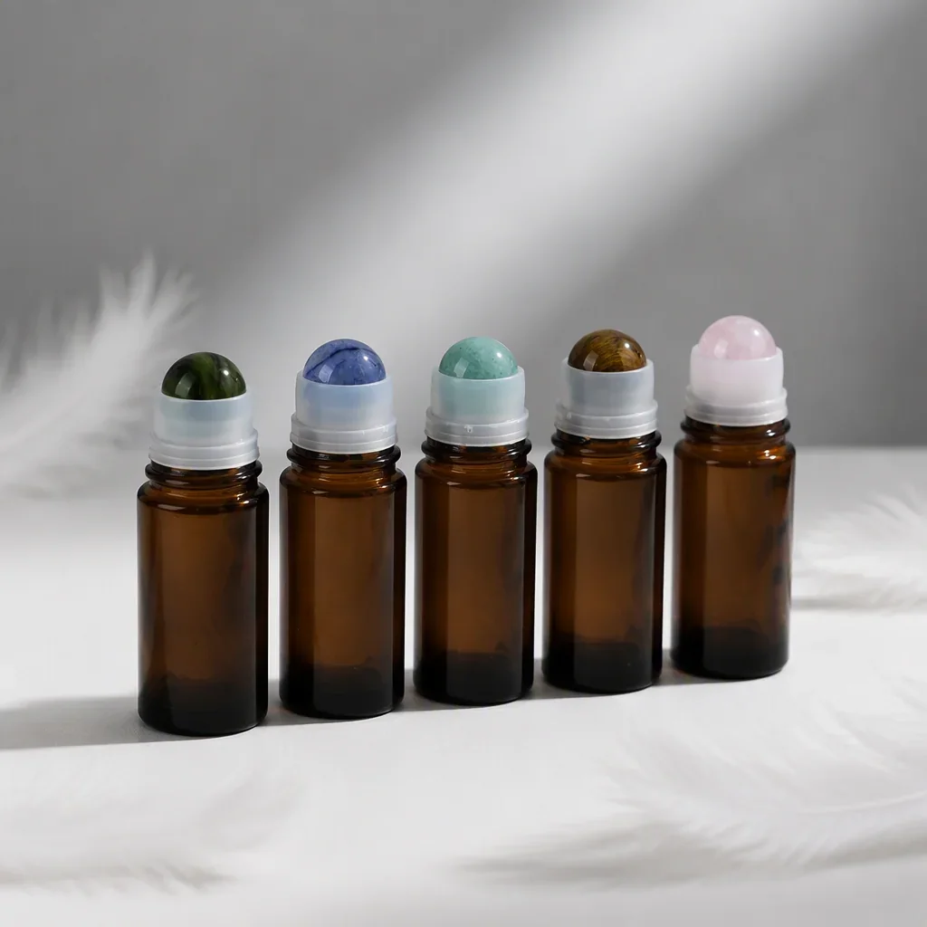 50 ml Amber-look rollerball bottle with colored ball