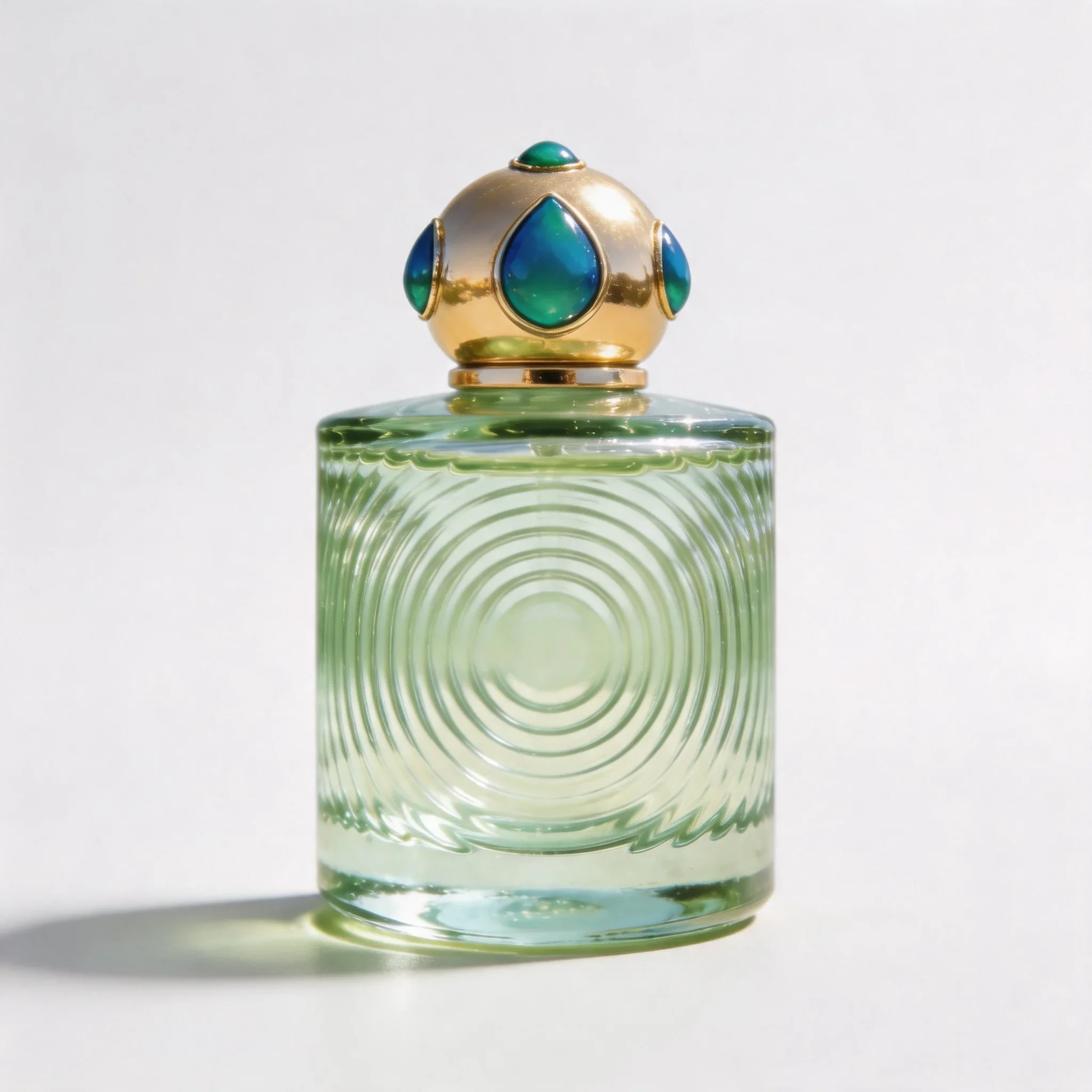30 / 50 / 100 ml Concentric-ring perfume bottle with ornate cap