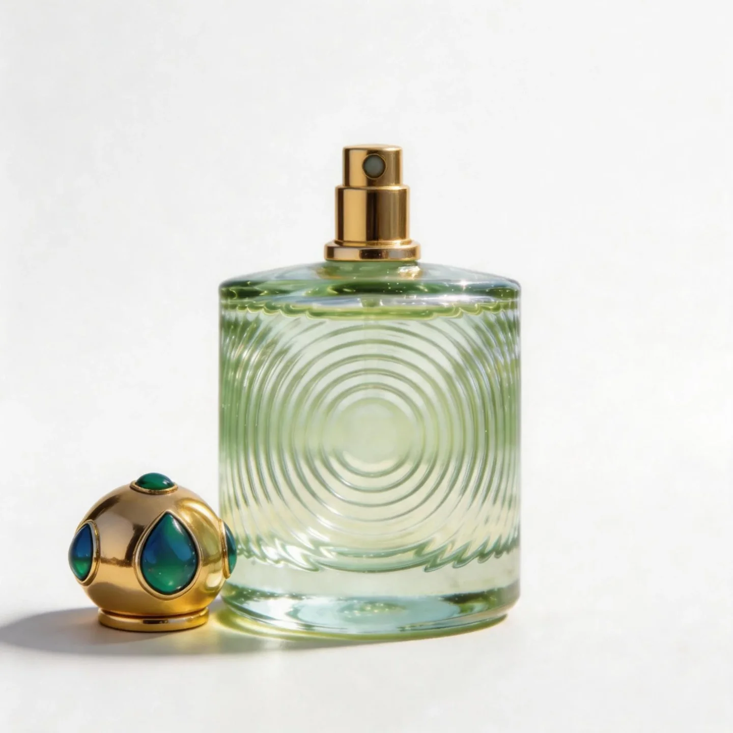 50 / 100 ml Floral-relief perfume bottle with ornate ball cap